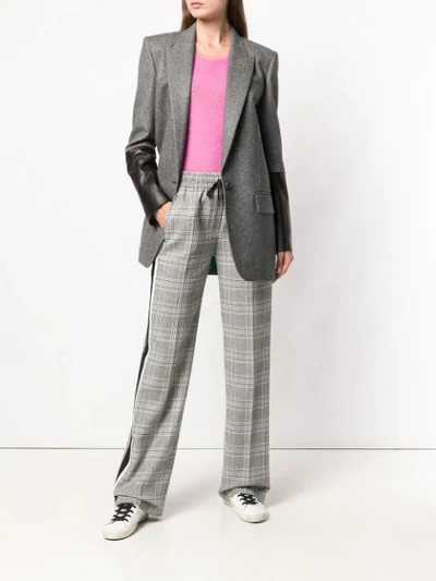 Shop Barbara Bui Contrast Sleeve Blazer In Grey