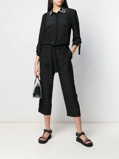Shop Red Valentino Embroidered Detailed Jumpsuit In Black