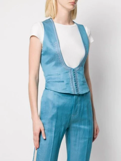 HAIDER ACKERMANN COTTON WAISTCOAT - 蓝色