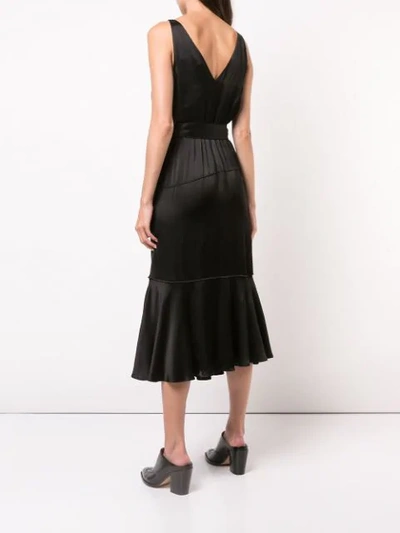 Shop Derek Lam 10 Crosby Belted V-neck Cami Dress With Asymmetric Hem - Black