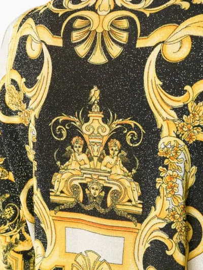 Shop Versace Baroque Print Glittered Jumper In Yellow