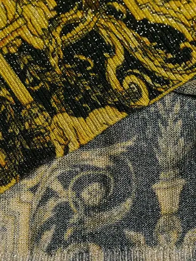 Shop Versace Baroque Print Glittered Jumper In Yellow