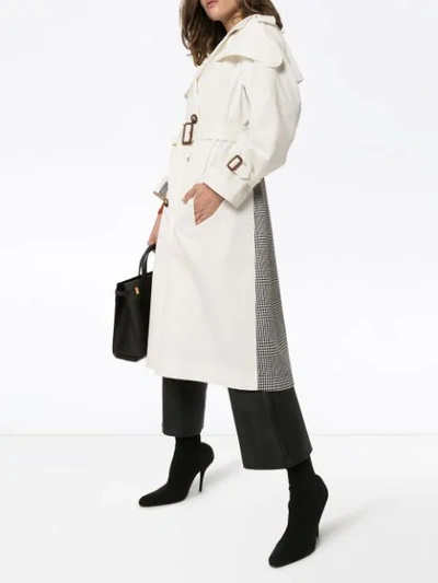 Shop Alexander Mcqueen Contrast Check Trench Coat In 9001white