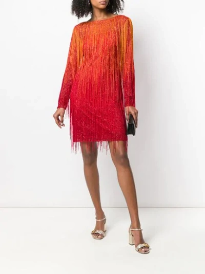 Shop Alberta Ferretti Fringed Detail Dress In Orange