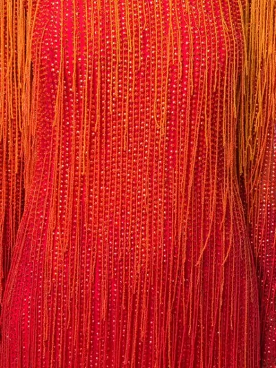 Shop Alberta Ferretti Fringed Detail Dress In Orange