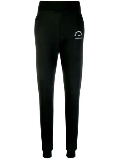 Shop Karl Lagerfeld Address Logo Track Pants In Black