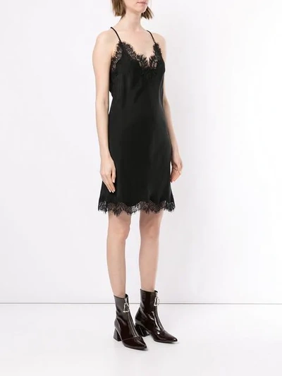 Shop Gold Hawk Lace Trimmed Slip Dress In C26 Black/black
