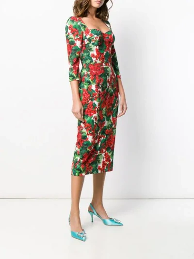 Shop Dolce & Gabbana Portofino-print Midi Dress In Red