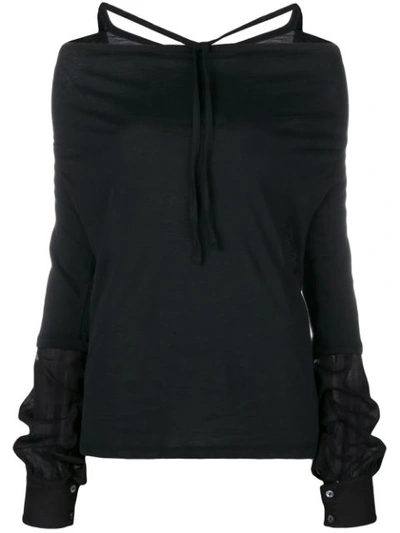 Shop Ann Demeulemeester Off-the-shoulder Top - Black