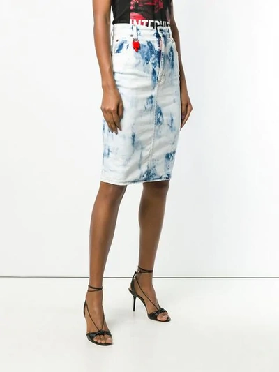 Shop Dsquared2 Acid Wash Denim Pencil Skirt In White