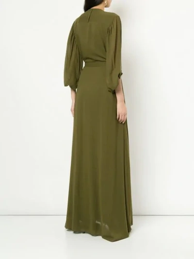 Shop Maison Rabih Kayrouz Tie Waist Maxi Dress In Green