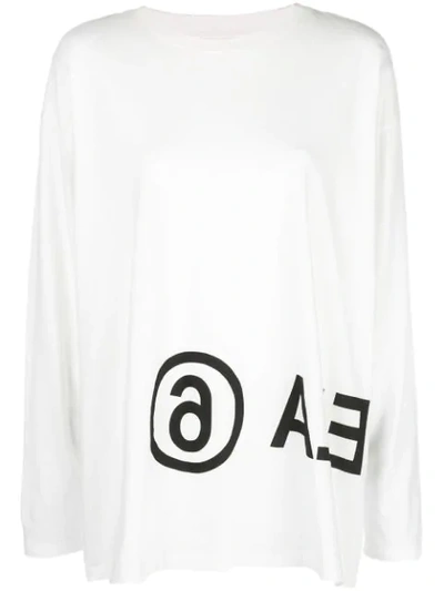 Shop Mm6 Maison Margiela Logo Long-sleeved T-shirt In White