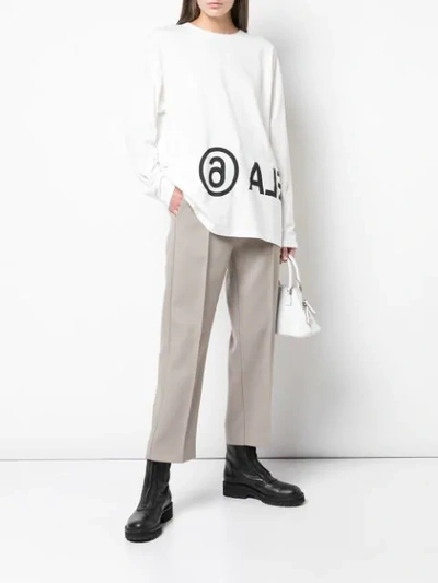 Shop Mm6 Maison Margiela Logo Long-sleeved T-shirt In White