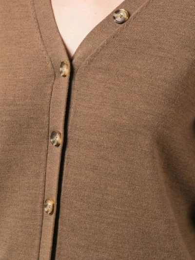 Shop Proenza Schouler Extended Button Merino Cardigan In Medium Brown Melange