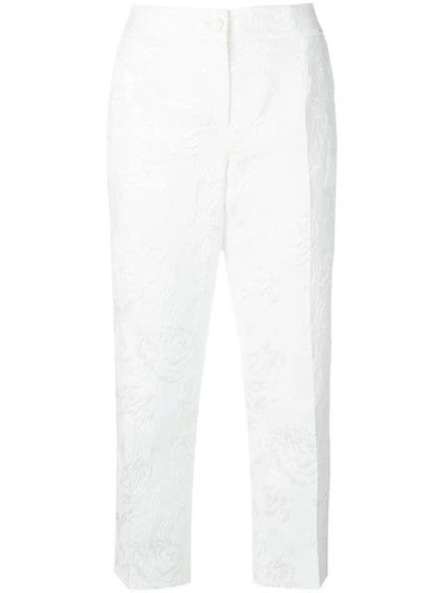 Shop Dolce & Gabbana Cropped Jacquard Trousers In White