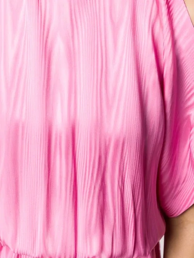 Shop Msgm Open Shoulder Midi Dress In Pink