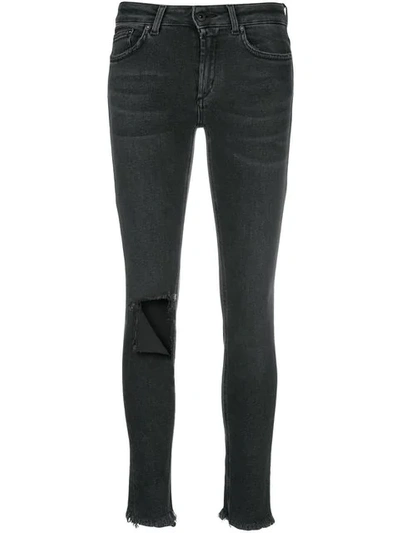 Shop Dondup Ripped Knee Jeans In Black