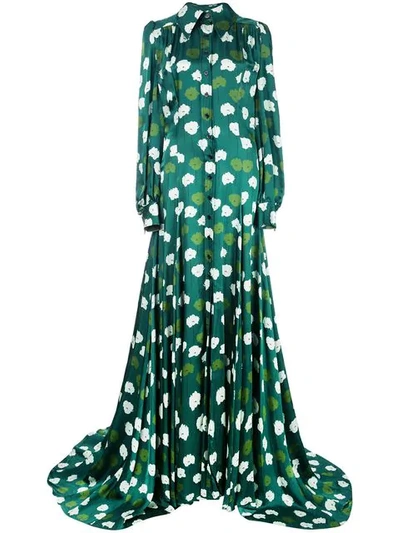 Shop Carolina Herrera Flower Print Shirt Dress In Green Multi