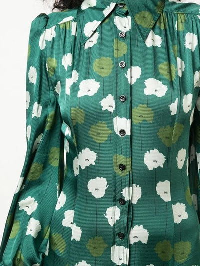 Shop Carolina Herrera Flower Print Shirt Dress In Green Multi