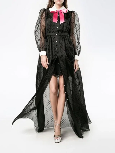 Shop Gucci Sheer Polka Dot Gown In Black