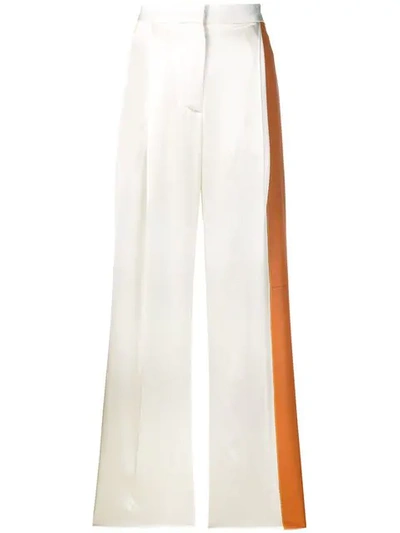 Shop Loewe Contrast Stripe Palazzo Pants In Neutrals