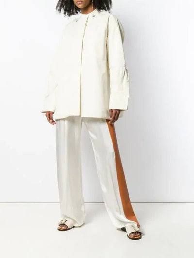 Shop Loewe Contrast Stripe Palazzo Pants In Neutrals