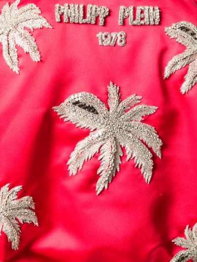 Shop Philipp Plein Crystal Embellished Bomber Jacket In Red