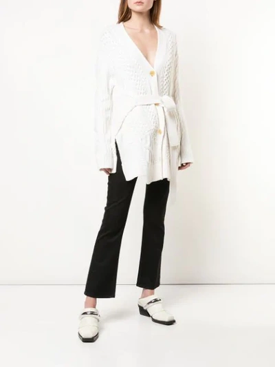 Shop Proenza Schouler Cable Knit Robe Cardigan In White