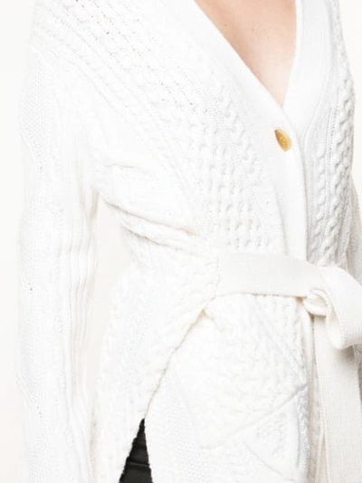 Shop Proenza Schouler Cable Knit Robe Cardigan In White