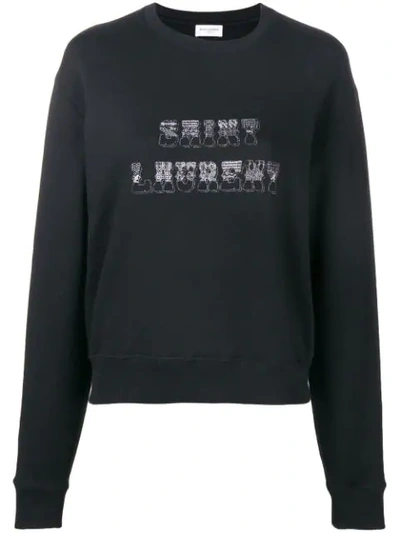 Shop Saint Laurent Logo Patch Sweatshirt In Black