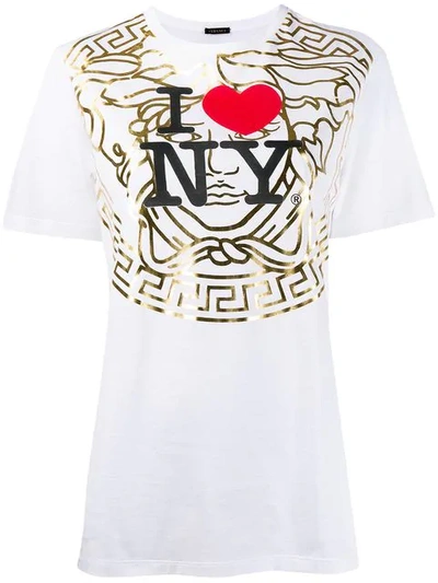 Shop Versace I Heart New York Medusa T-shirt In White