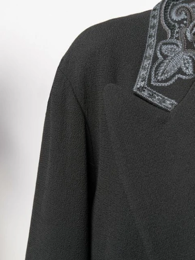 Shop Etro Embroidered Trim Coat In Black