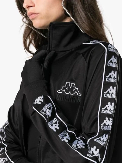Shop Charm's X Kappa Logo Embellished High Neck Jacket In Black