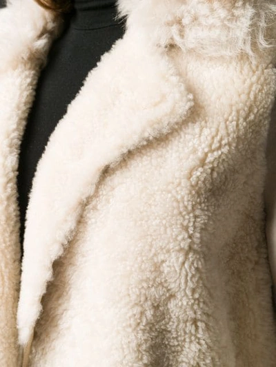 Shop Yves Salomon Fur Panel Robe Coat In Neutrals