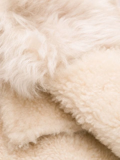 Shop Yves Salomon Fur Panel Robe Coat In Neutrals