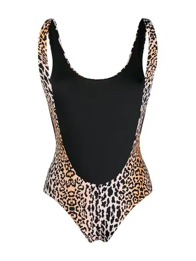 Shop Reina Olga Leopard Print Swimsuit In Neutrals