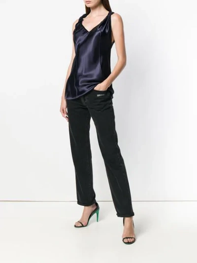 Shop Helmut Lang Twist-detail Sleeveless Blouse In Blue