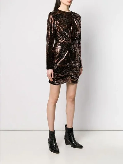 Shop Msgm Leopard Print Sequin Dress In Brown