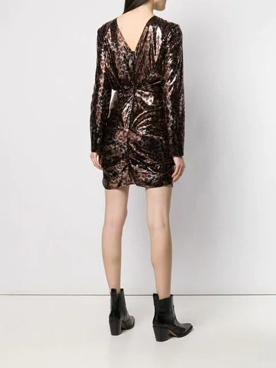 Shop Msgm Leopard Print Sequin Dress In Brown