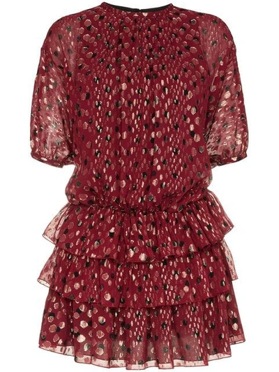 Shop Saint Laurent Polka Dot Dress In Red