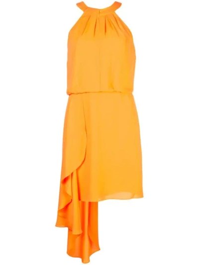 Shop Halston Heritage Frilled Mini Dress In Orange