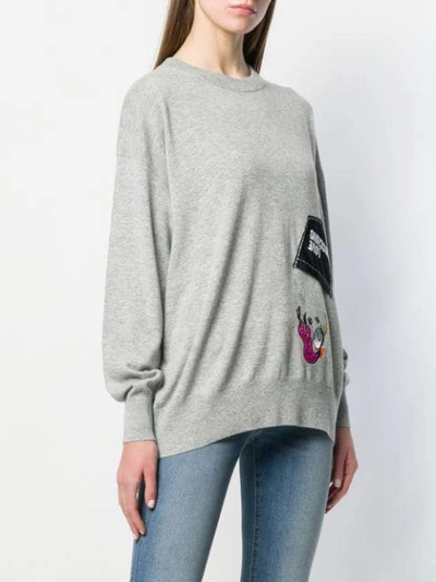 Shop Love Moschino Logo Patchwork Sweater In Grey