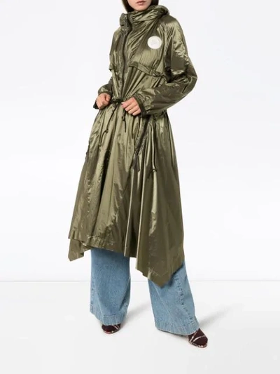 Shop Chloé Hooded Raincoat In Green