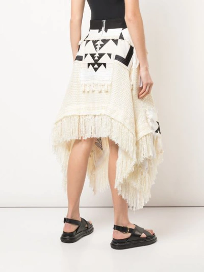 Shop Sacai Asymmetric Tweed Skirt In White