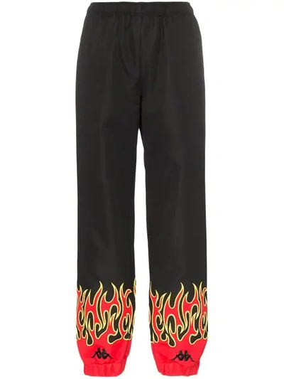 Shop Charm's X Kappa Fire Print Track Pants In Black