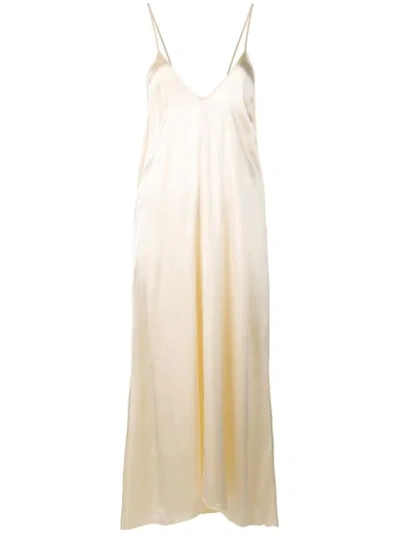 Shop Forte Forte Shaded Satin Dress With Knot Detail In Neutrals