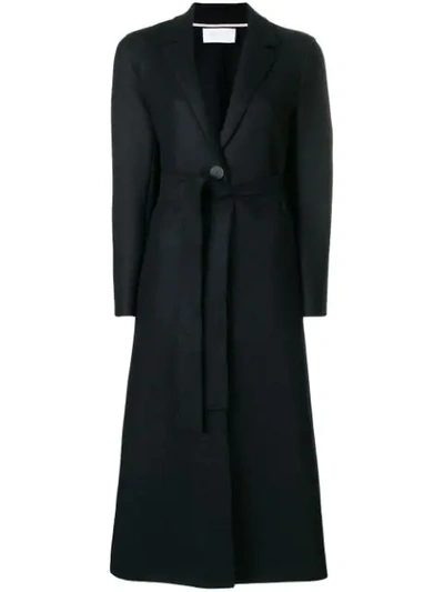 Shop Harris Wharf London Long Belted Coat In 359 Dark Blue