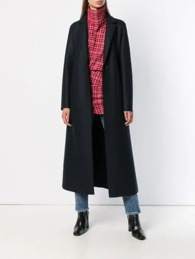 Shop Harris Wharf London Long Belted Coat In 359 Dark Blue