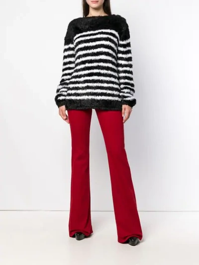 Shop Balmain Textured Stripe Sweater In White