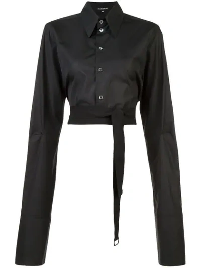 Shop Ann Demeulemeester Cropped Shirt - Black